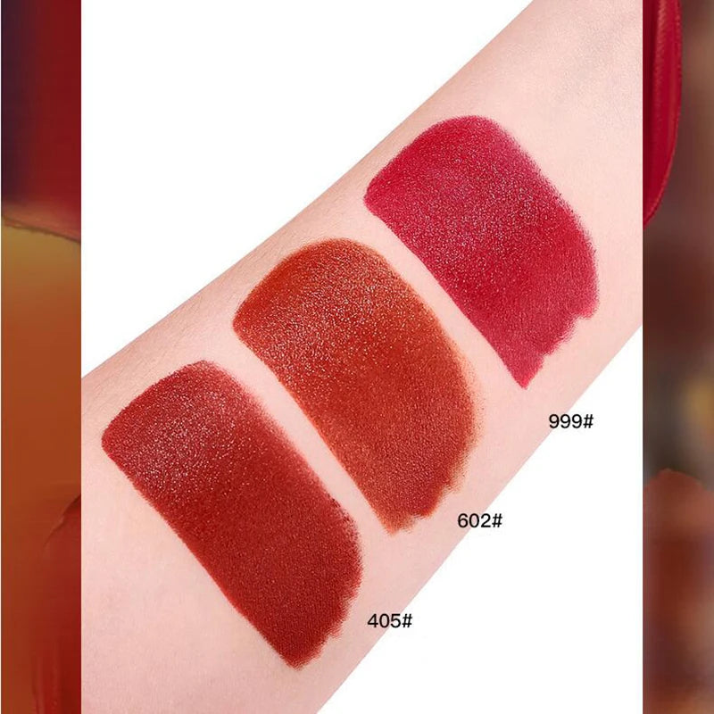 Velvet Matte Lipstick 3 color Non stick Cup Long Lasting Leather Bag Lip Balm Gift Case